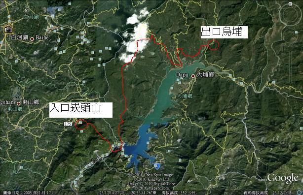 這是從水庫進去從台3線出來的路線圖(水庫裡面的林道)